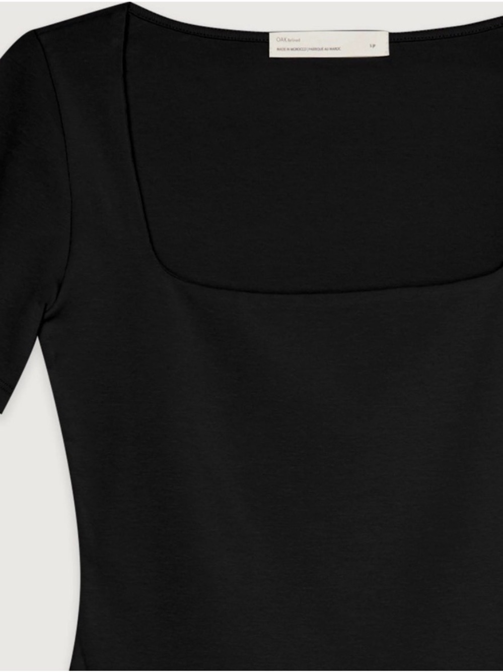 Oak + Fort Oak Refined Black Short Sleeve Bodysuit Capsule Wardrobe Minimalist - Picture 3 of 13